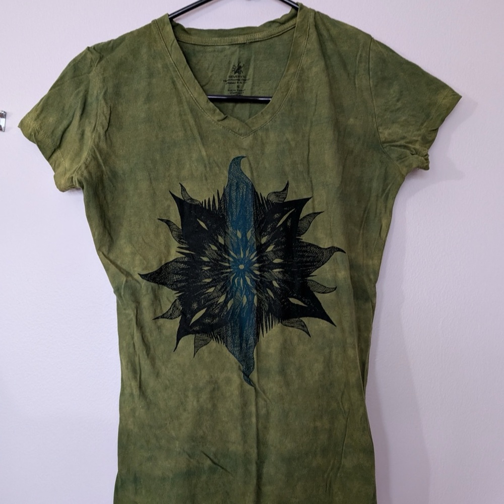 Hand painted, hand dyed shortsleeve v-neck tee ✨NEVER BEEN WORN